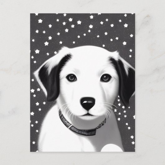 Puppy van zwart-wit-oproer briefkaart (Voorkant)