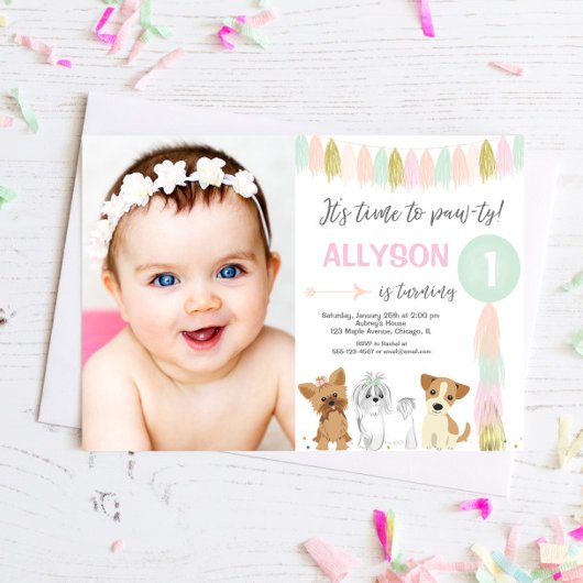 Puppy verjaardag, Dierenliefhebbers Schattig meisj Kaart