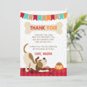 Puppy Verjaardag Paw-ty Puppy Dank je kaart (Staand voorkant)