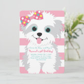 Puppy Verjaardag Paw-ty Uitnodiging (Staand voorkant)