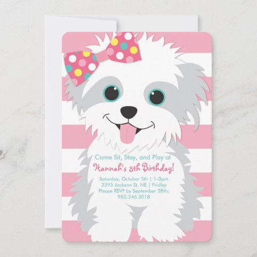 Puppy Verjaardag Paw-ty Uitnodiging (Voorkant)