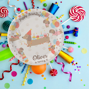 Puppy Verjaardag Pawty Papier Bord