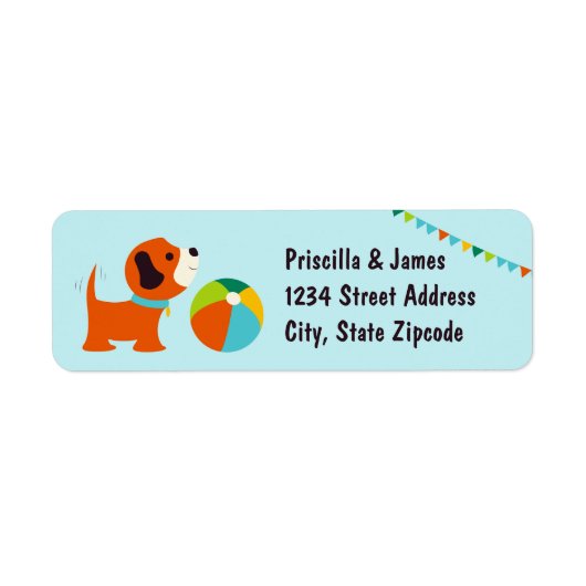 Puppy verjaardag retour adres labels (Voorkant)
