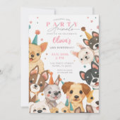 Puppy Verjaardag Uitnodiging Hond Party Meisje Ver (Voorkant)