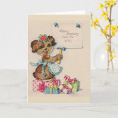  Puppy Verjaardag Wenskaart Kaart (Gele Bloem)