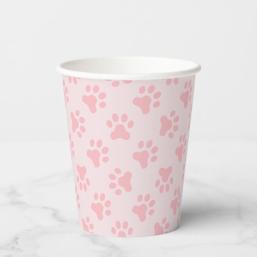 Puppy verjaardagsfeest roze poot print papieren be papieren bekers (Achterkant)