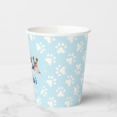 Puppy verjaardagsfeestje blauwe pootafdrukken papieren bekers (Links)