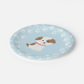 Puppy verjaardagsfeestje borden blauw pootafdrukke papieren bordje (Gekanteld)
