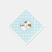 Puppy verjaardagsfeestje borden blauw pootafdrukke servet (Hoek)