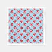 Puppy verjaardagsfeestje servetten blauw Rood poot (Voorkant)