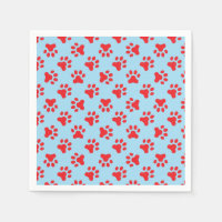 Puppy verjaardagsfeestje servetten blauw Rood poot