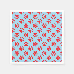 Puppy verjaardagsfeestje servetten blauw Rood poot