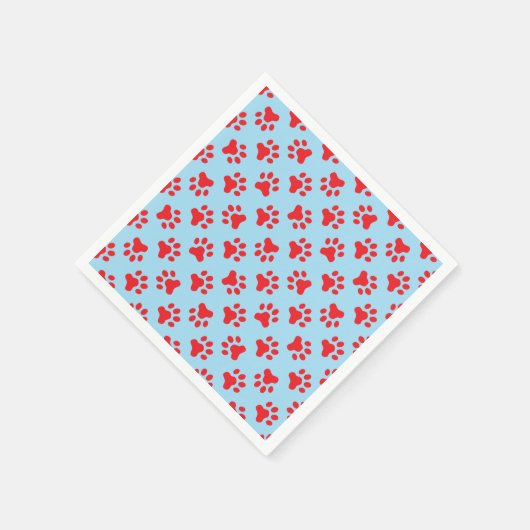 Puppy verjaardagsfeestje servetten blauw Rood poot (Hoek)