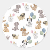 Puppy verjaardagsfeestje Stickers (Voorkant)