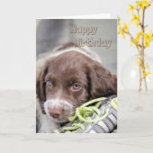 Puppy Verjaardagskaart Kaart (Gele Bloem)