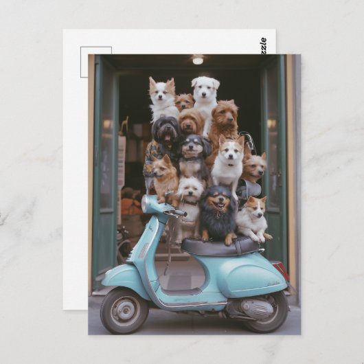 Puppy-verpakt Vespa-avontuur Briefkaart (Voorkant / Achterkant)
