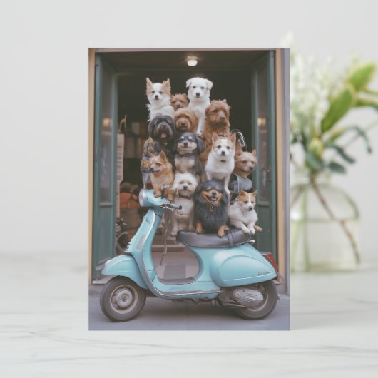 Puppy-verpakt Vespa-avontuur Kaart (Staand voorkant)