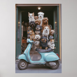 Puppy-verpakt Vespa-avontuur Poster