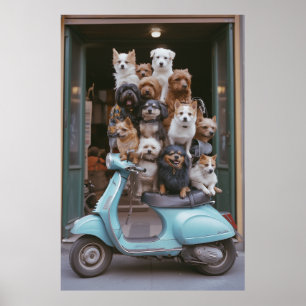 Puppy-verpakt Vespa-avontuur Poster