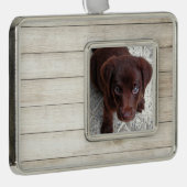 Puppy Verzilverd Omlijst Ornament (Rechts)