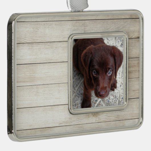 Puppy Verzilverd Omlijst Ornament (Rechts)