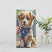 Puppy Vierde van juli kaart (Staand voorkant)