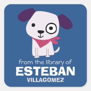 Puppy Vierkante Boekplaten Sticker