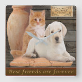 Puppy Vierkante Klok (Voorkant)