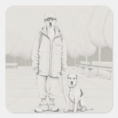 puppy vierkante sticker (Voorkant)