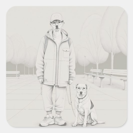 puppy vierkante sticker (Voorkant)