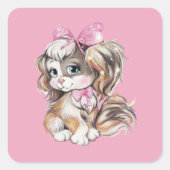 Puppy Vierkante Sticker (Voorkant)