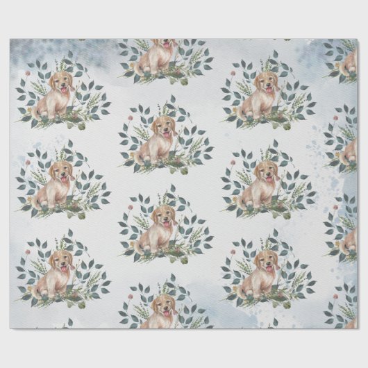 Puppy Waterverf Cute Cadeaupapier (Vlak)