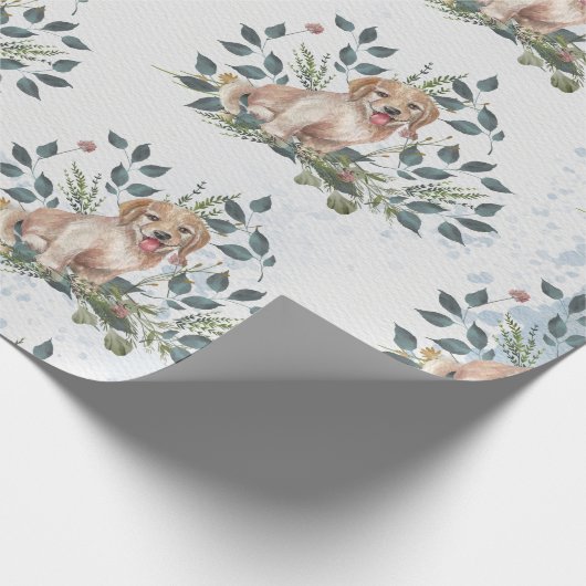 Puppy Waterverf Cute Cadeaupapier (Hoek)