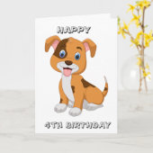 PUPPY WISHEERT OP *4th BIRTHDAY* KAART (Gele Bloem)