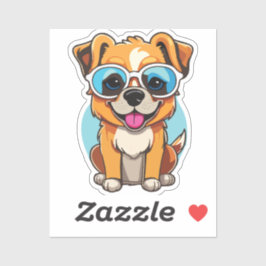 puppy with glasses sticker