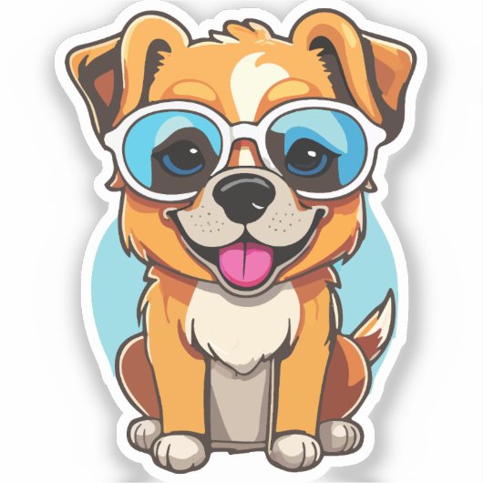 puppy with glasses sticker (Voorkant)