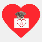 Puppy With I Love You Sign Sticker (Voorkant)