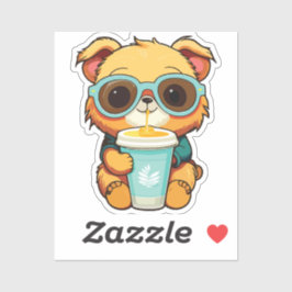 puppy with soda sticker