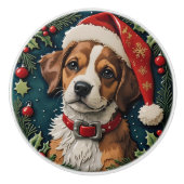 Puppy Wonder Kerstmis Keramische Knop (Voorkant)