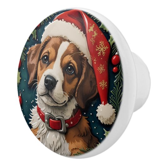 Puppy Wonder Kerstmis Keramische Knop (Rechts)