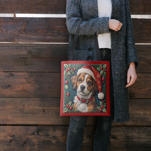 Puppy Wonder Kerstmis Tote Bag