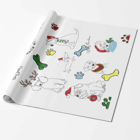 PUPPY XMAS WRAPPING PAPER CADEAUPAPIER (Uitgerold)