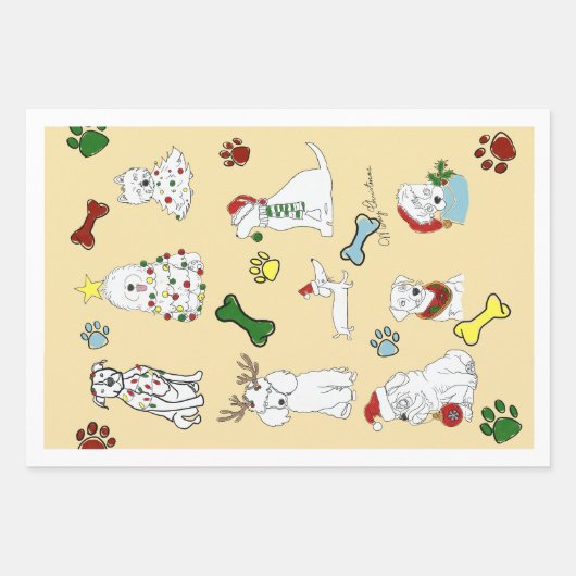 PUPPY XMAS WRAPPING PAPER SET  (Voorkant 3)