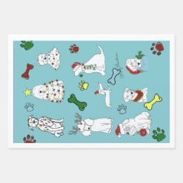 PUPPY XMAS WRAPPING PAPER SET 