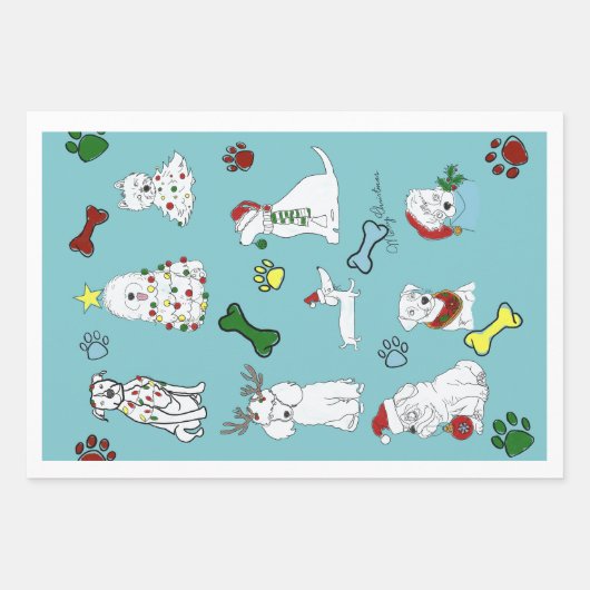 PUPPY XMAS WRAPPING PAPER SET (Voorkant)