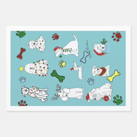 PUPPY XMAS WRAPPING PAPER SET (Voorkant 3)