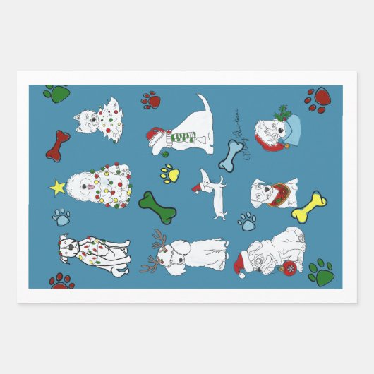 PUPPY XMAS WRAPPING PAPER SET (Voorkant 2)