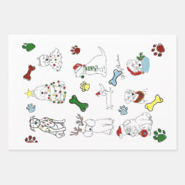 PUPPY XMAS WRAPPING PAPER SET