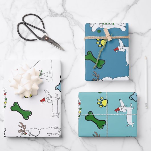 PUPPY XMAS WRAPPING PAPER SET (Voorkant)