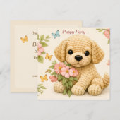 Puppyfeest aangepaste bloemvlinder kaart (Voorkant / Achterkant)